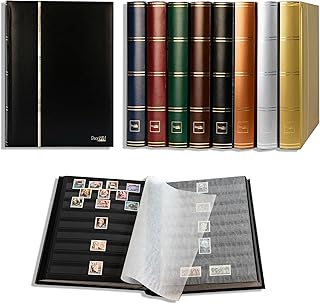 Prophila Stamp Album Stockbook 60 Black Sides, Leatherette Padded Black Cover