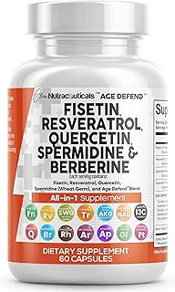 Clean Nutraceuticals Fisetin 2500mg Quercetin 1000mg Resveratrol 1000mg with Spermidine Wheat Germ Extract 1000mg - Health Supplement for Adults Longevity with Berberine, Collagen, Rhodiola, Apigenin