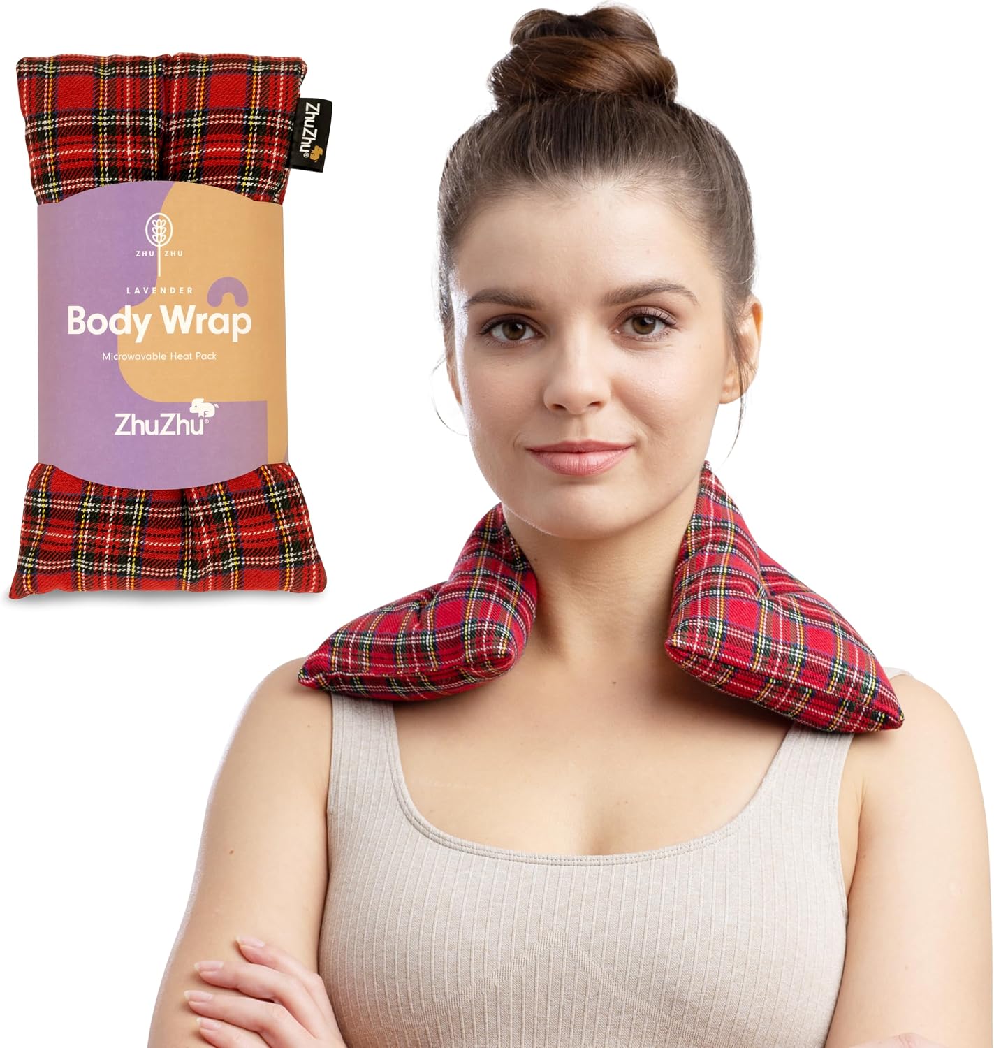 Zhu-Zhu Wheat Bags Microwavable Lavender Body Wrap Heat Pad, Red Tartan