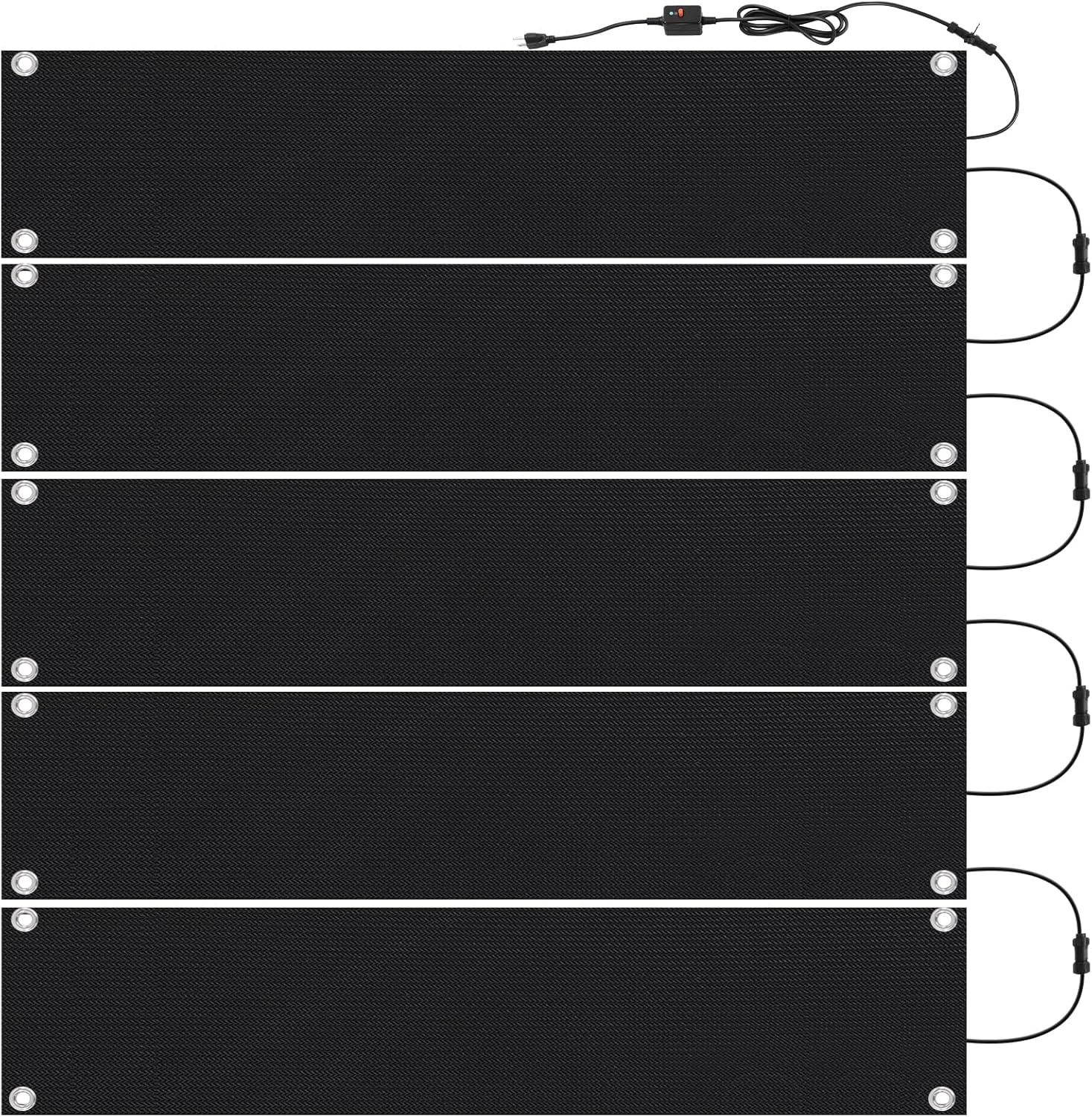 5 Pcs Heated Snow Melting Mats Outdoor Heated Driveway Mats Snow and Ice Melting Pad with Power Cord for Winter Stairs, Steps, Doorway, Sidewalk, Garages, Decks (10 x 30 Inch)