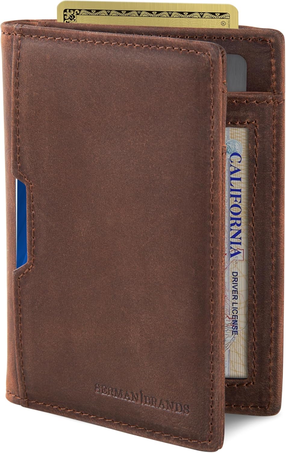 SERMAN BRANDS - Wallets for Men Slim Mens leather RFID Blocking Minimalist Card Front Pocket Bifold Travel Thin
