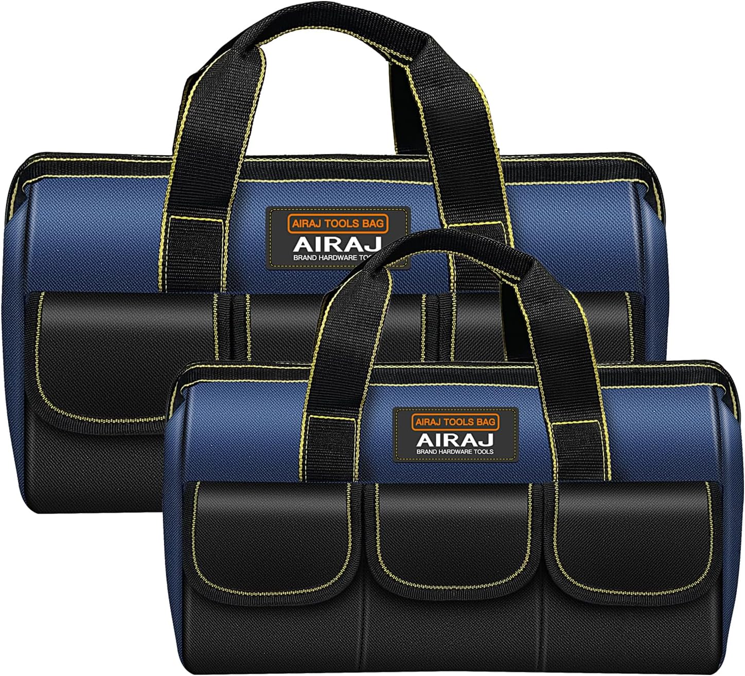 AIRAJ Large Tool bags Wide Mouth 2 Piece,16 Inch & 18 Inch Heavy Duty Tool Organiser With 5 Pockets, Multifunctional Portability Tool Storage Bag for Various Tools,Electrician Carpenter Mechanic