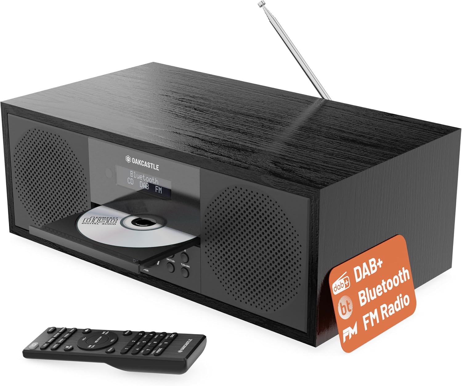Oakcastle DAB500 Bluetooth DAB+ Radio & CD Player, 60W HiFi System for Home