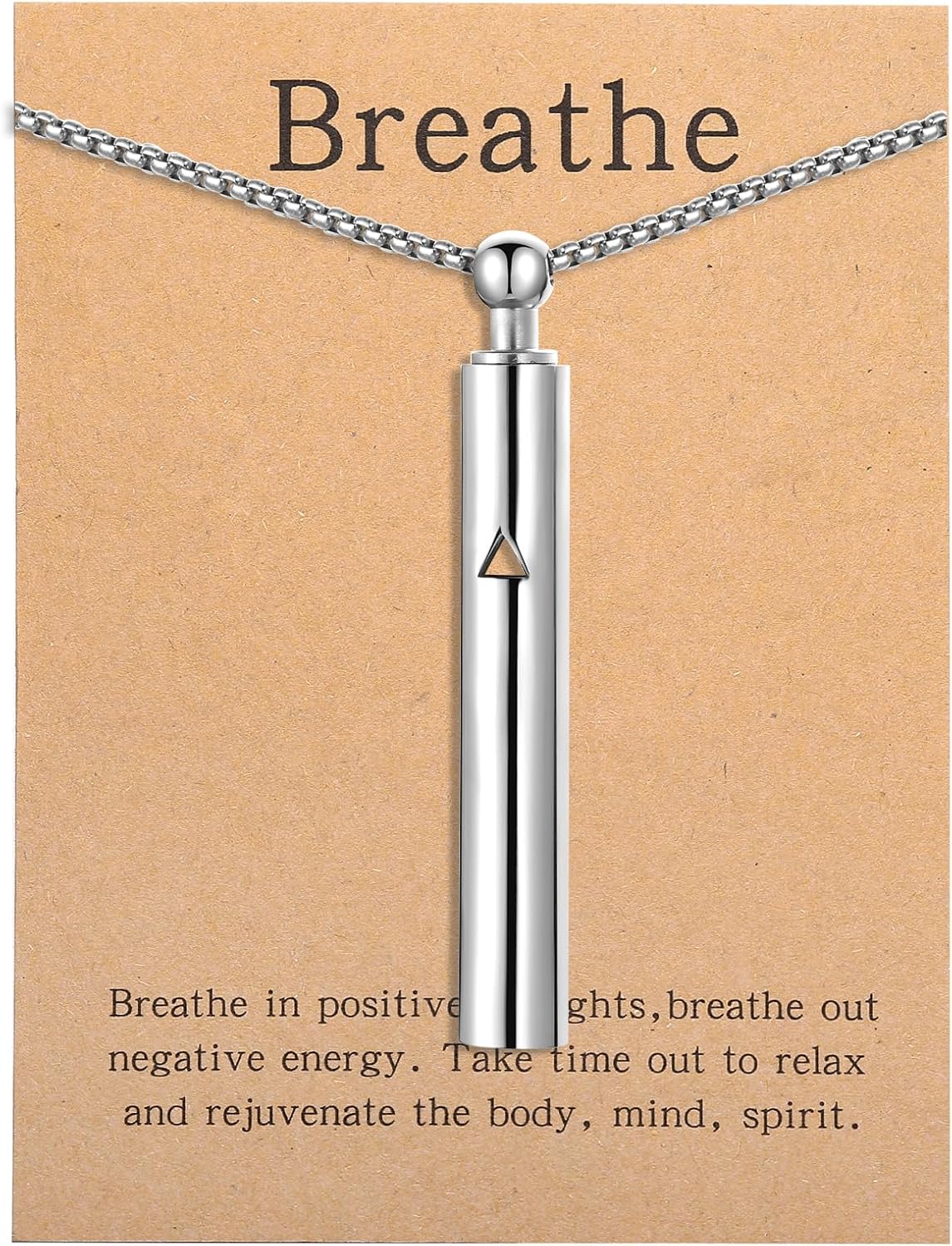 Anxiety Breathe Easy Necklace Mindfulness Breathing Necklace Breathlace Stainless Steel Pendant for Natural Calm & Stress Relief