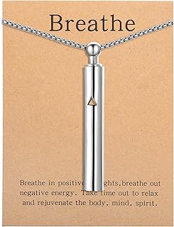 Anxiety Breathe Easy Necklace Mindfulness Breathing Necklace Breathlace Stainless Steel Pendant for Natural Calm & Stress Relief