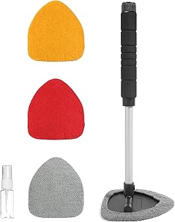 Windshield Cleaner Inside,Car Window Cleaner,Car Cleanser Brush,Car Accessories Car Cleaning Supplies Tools,Car Cleaning Kit with Extendable Handle,Microfiber Cloth,Spray Bottle,Fits All Cars