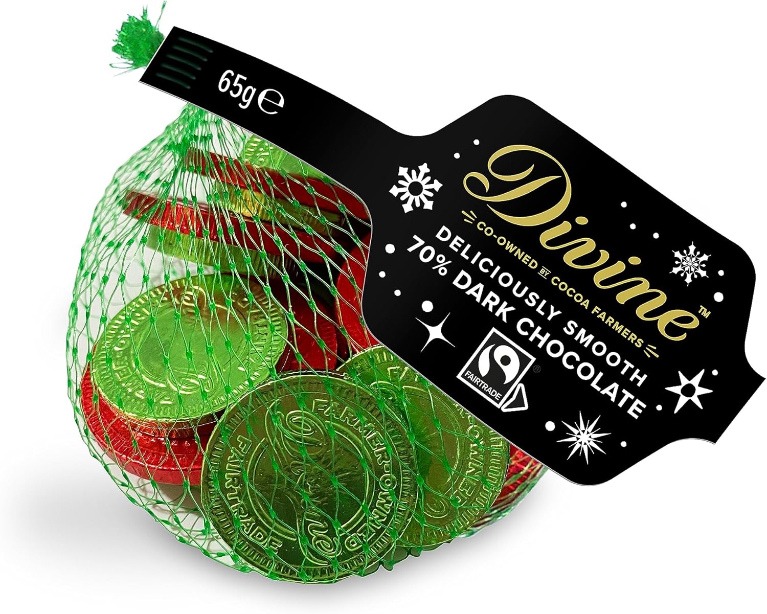 Divine 70 Percent Dark Chocolate Coins, 65g