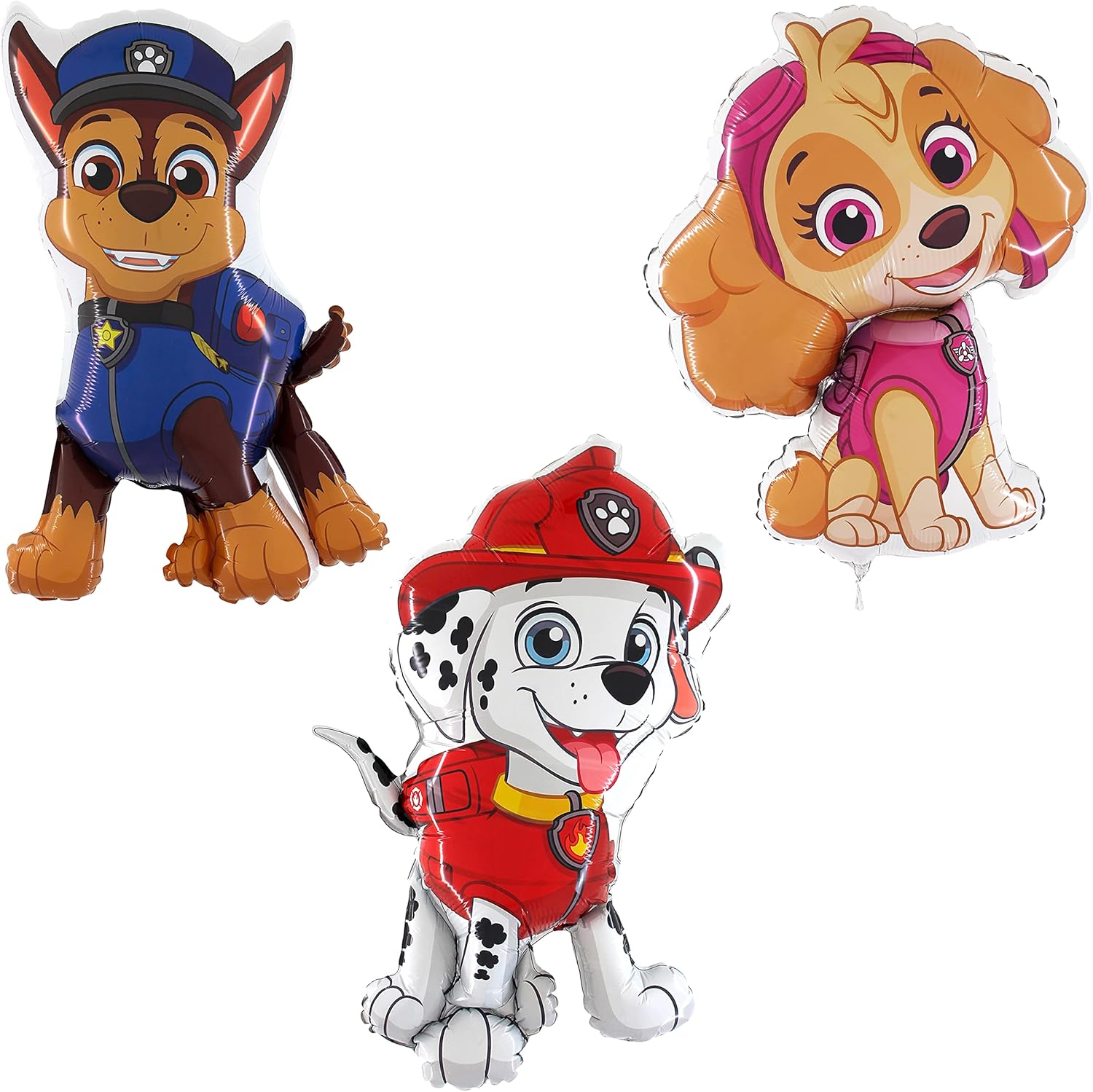 Toyland® Pack Of 3 Paw Patrol Foil Balloons - Marshall, Skye & Chase Character Foil Balloons - Kids Party Balloons