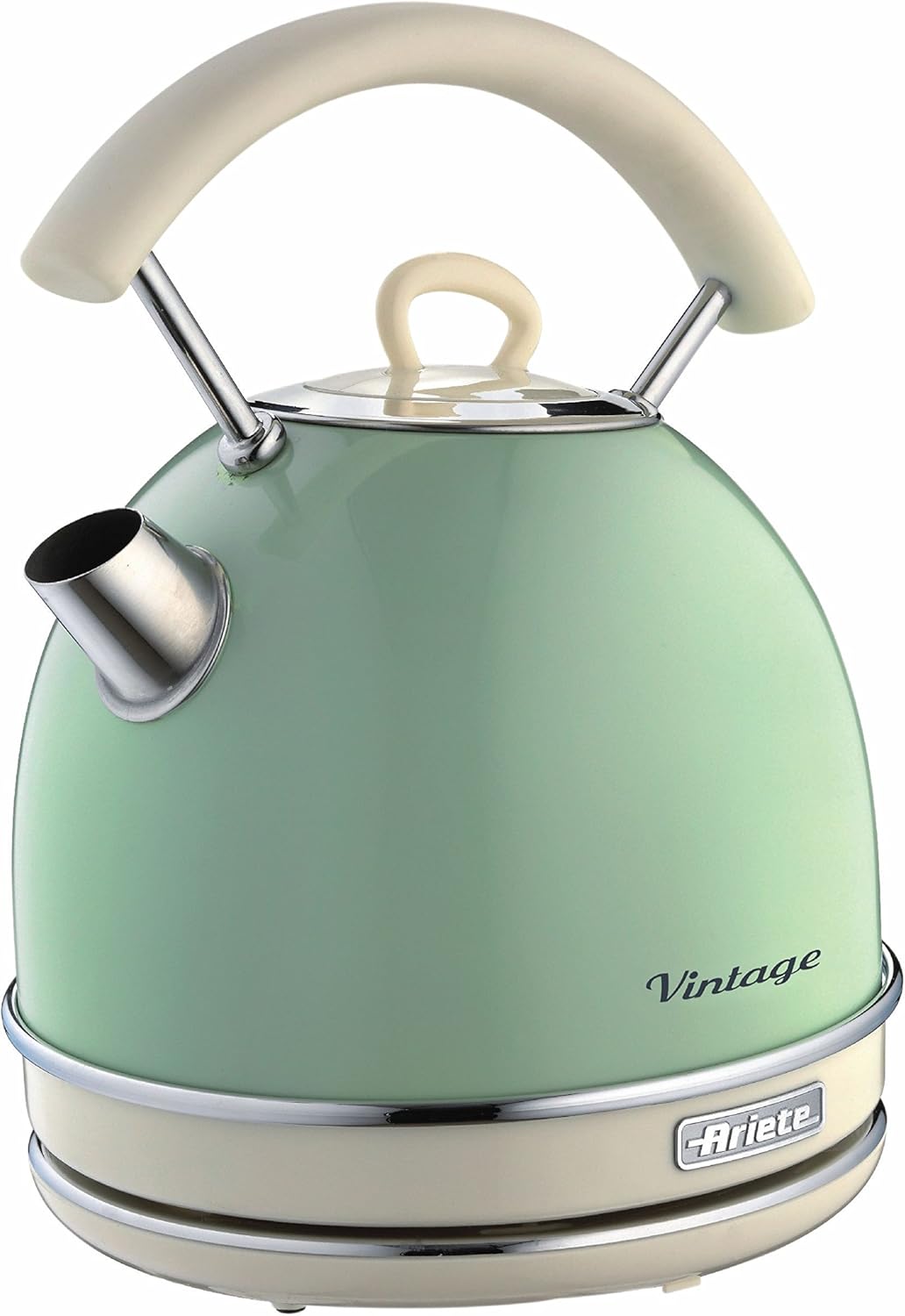 Ariete 2877/04 Retro Style Cordless Dome Kettle, Removable and Washable Filter, 1.7 Litre Capacity, 360 ° Rotating Base, Visible Water Level, Vintage Design, Green