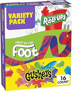 Fruit Roll-Ups, Fruit by the Foot, Gushers, Easter Basket Stuffers, Fruit Flavored Snacks Variety Pack, Gluten Free, 16 Ct, 10.2 oz