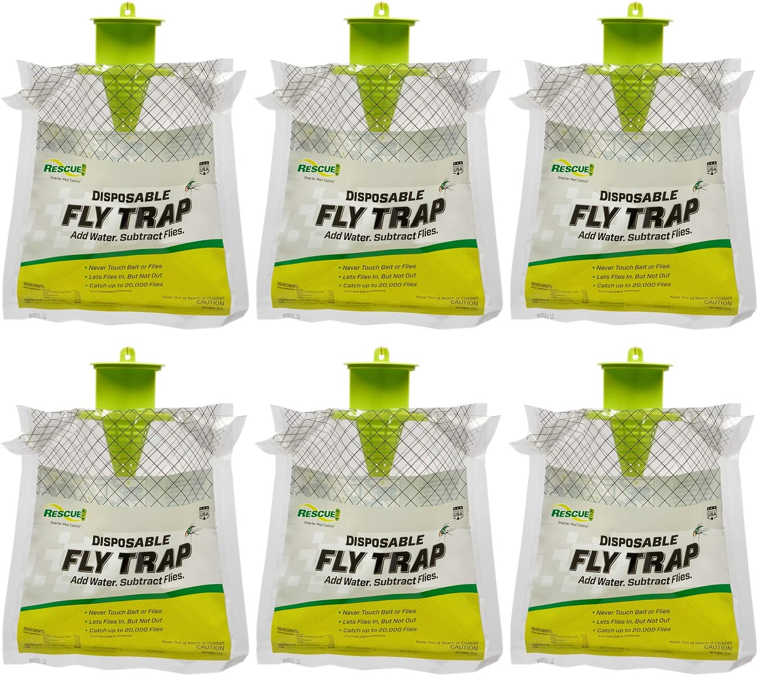 Rescue! Outdoor Disposable Hanging Fly Trap - 6 Traps