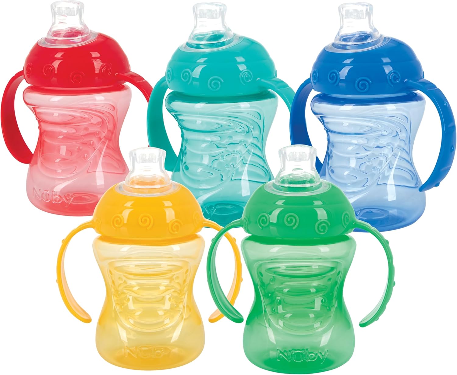 Nuby Two-Handle No-Spill Super Spout Grip N' Sip Cup, 8 Ounce, Single pack of 1 Cup, Colors May Vary