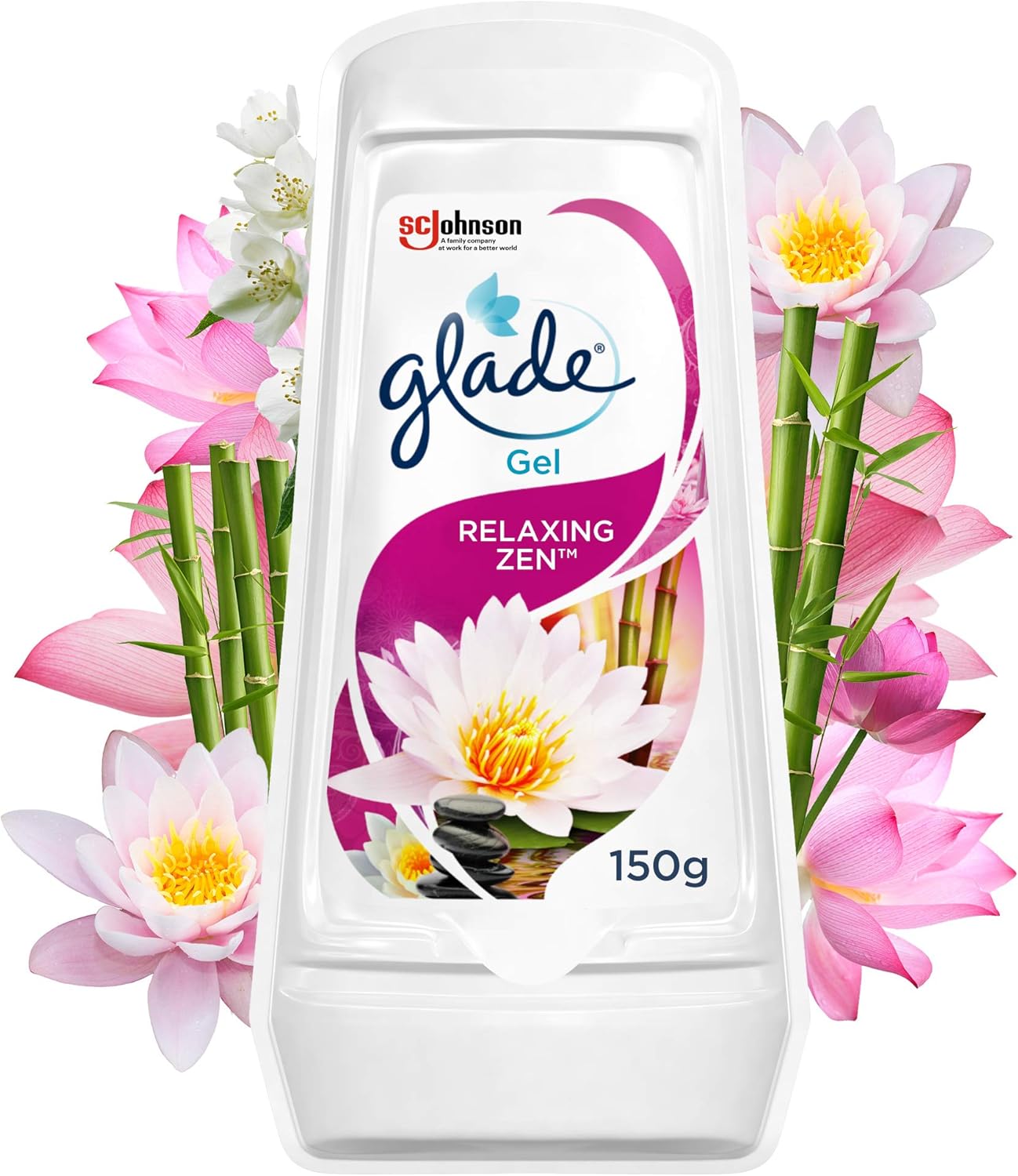 Glade Solid Gel Air Freshener, Odour Eliminator for Home & Bathroom, Relaxing Zen, Pack of 8 (8 x 150g)