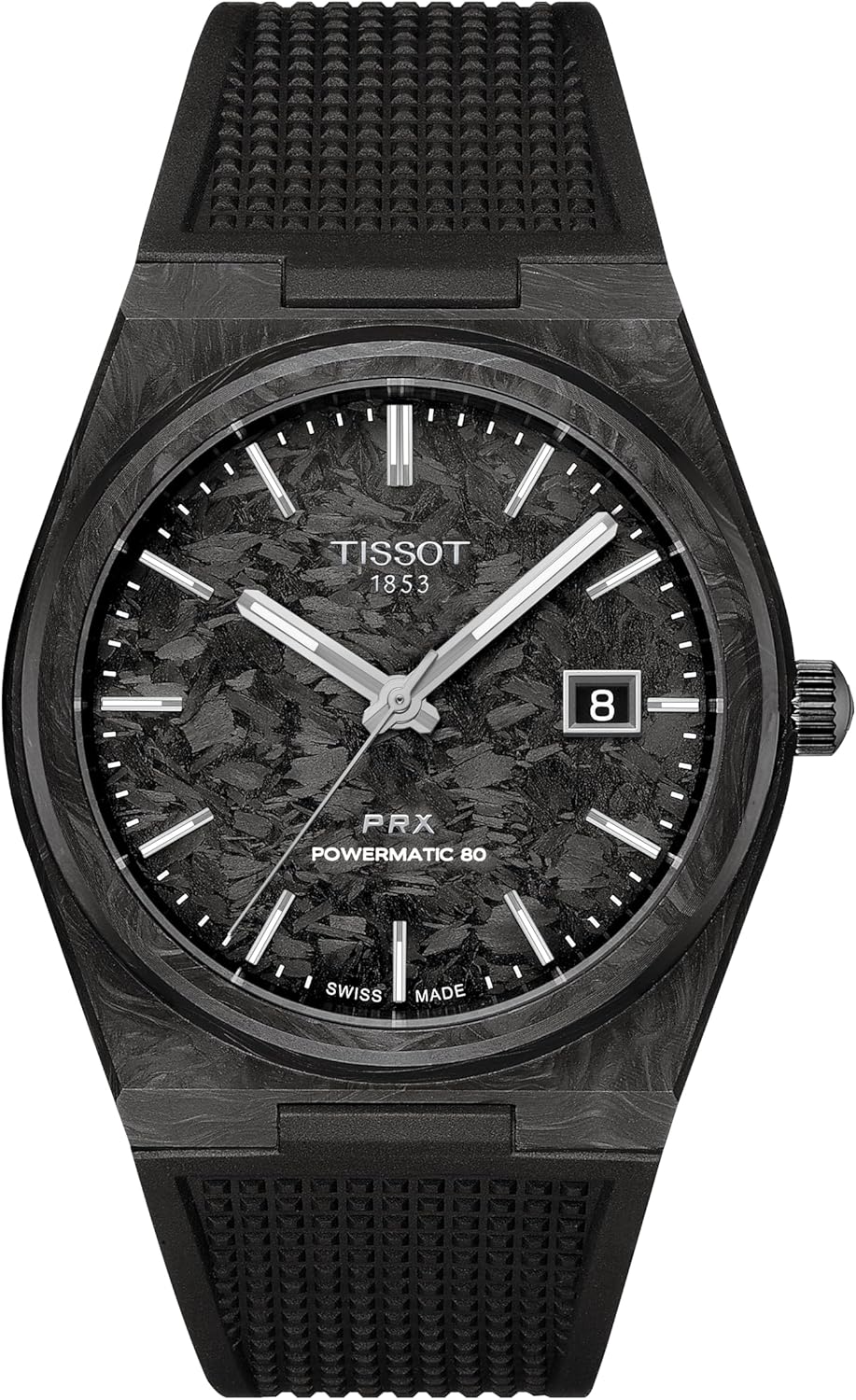 Tissot PRX Powermatic 80, Swiss Automatic Watch for Men, 40mm, Forged Carbon Case, T1379079720100