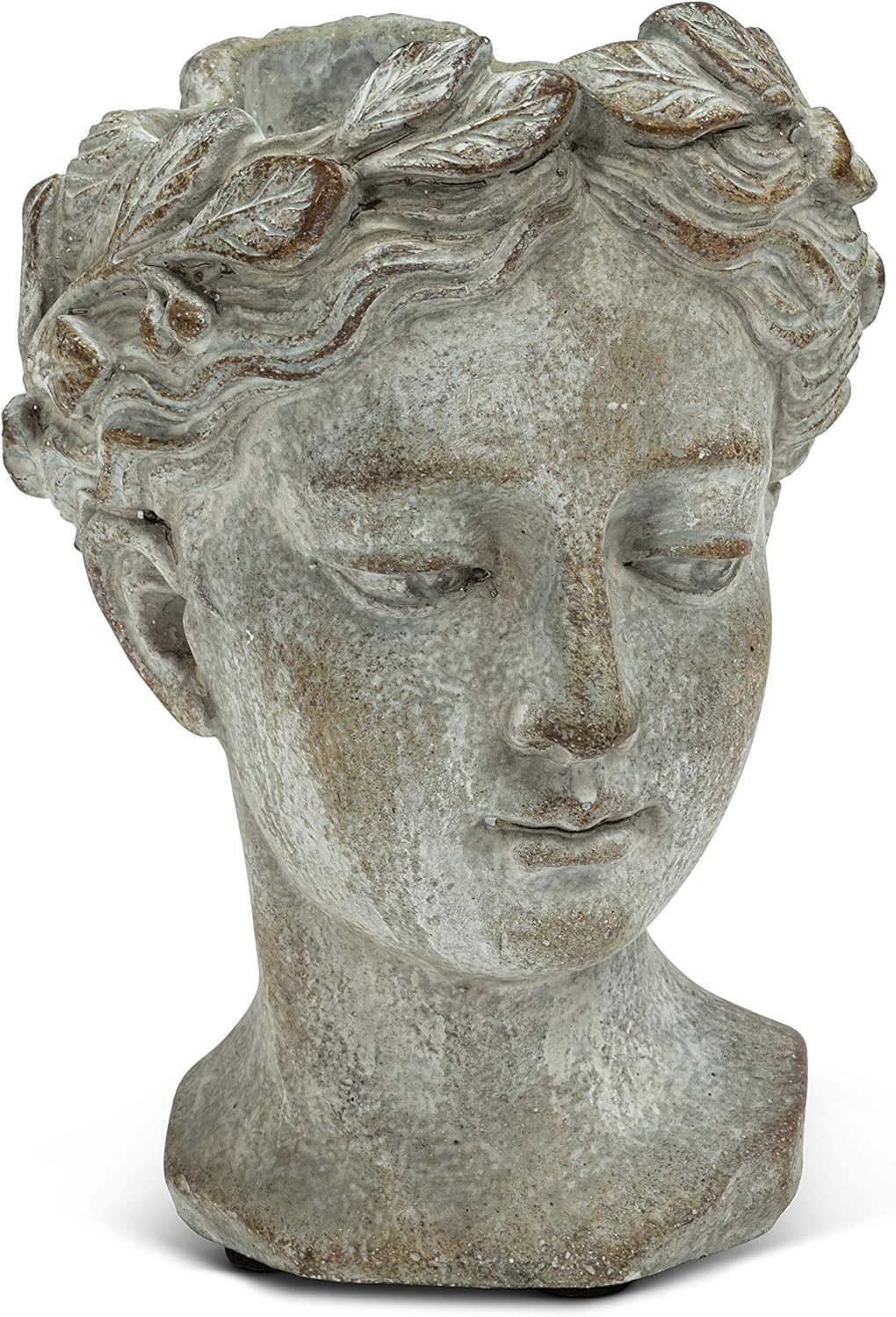 Abbott Collection Woman Head Planter, Cement, Gray, Extra Small (6.5" H)