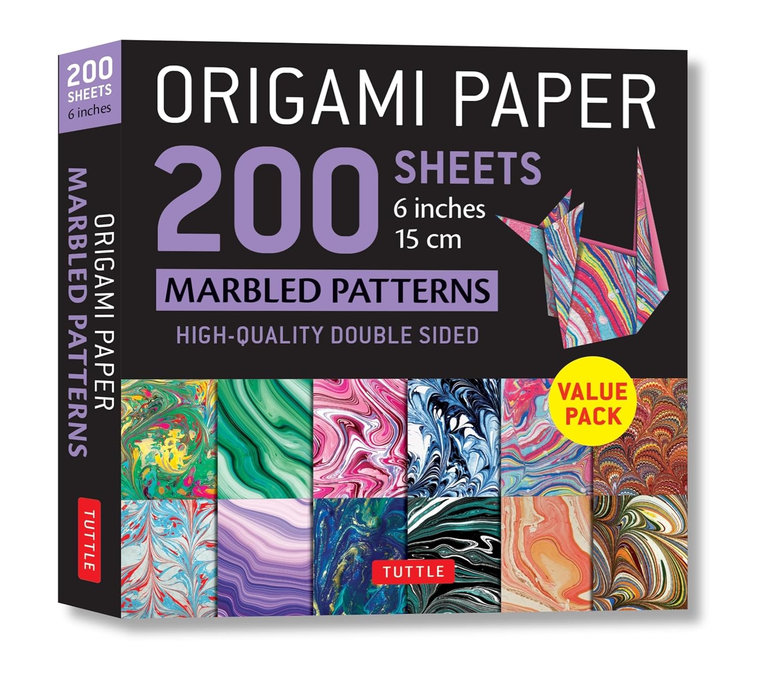 Origami Paper 200 sheets Marbled Patterns 6" (15 cm): Tuttle Origami Paper: Double Sided Origami Sheets Printed with 12 Different Patterns (Instructions for 6 Projects Included)