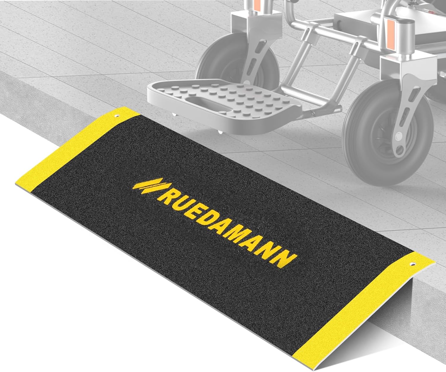Ruedamann Threshold Ramp for Doorways, 32" W x 10" L, Anti-Slip Wheelchair Ramps for Home Steps, Sturdy Aluminum Handicap Ramps for Wheelchair, Scooter, Strollers, Cart, Walkers, Pets