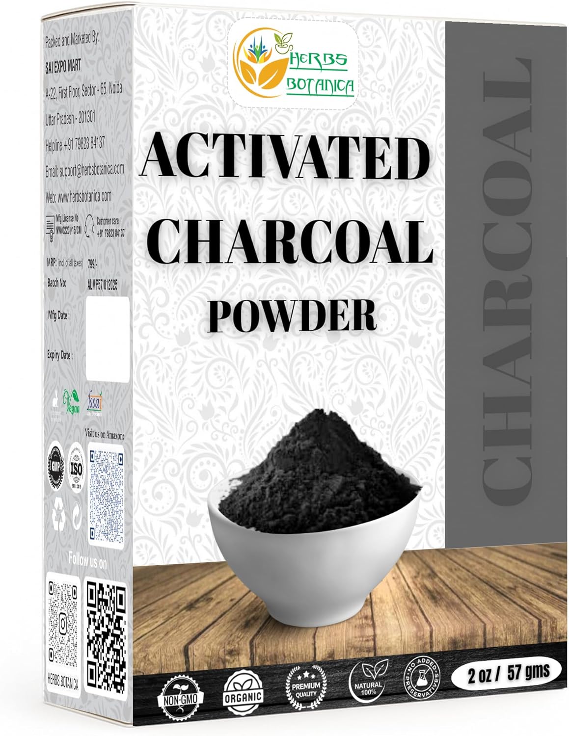 Activated Charcoal Powder 100% Food Grade Bamboo Charcoal Powder for Baking, Soap Making, Face Masks & DIY Skincare Fine for Multiple Uses 2 oz