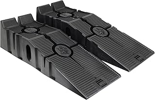 FloTool 11909ABMI RhinoRamp Vehicle Ramp Pair - Ideal for Stress-Free Home Garage Maintenance - Reduces Slippage - Works with Low Clearance Vehicles - 12,000lb GVW Capacity - Extra-Wide Design