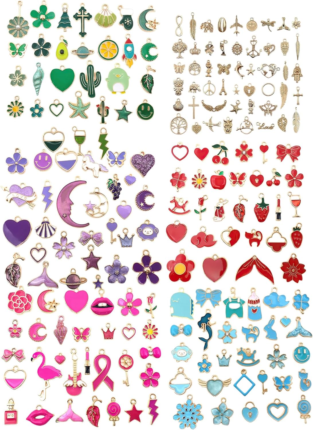 200Pcs Mixed Color DIY Small Alloy Charms for Jewelry Making, Scrapbooking, Crafts, Necklace, Earring, Bracelet Design, and Keychain Creation - Cute Drip Oil Charms