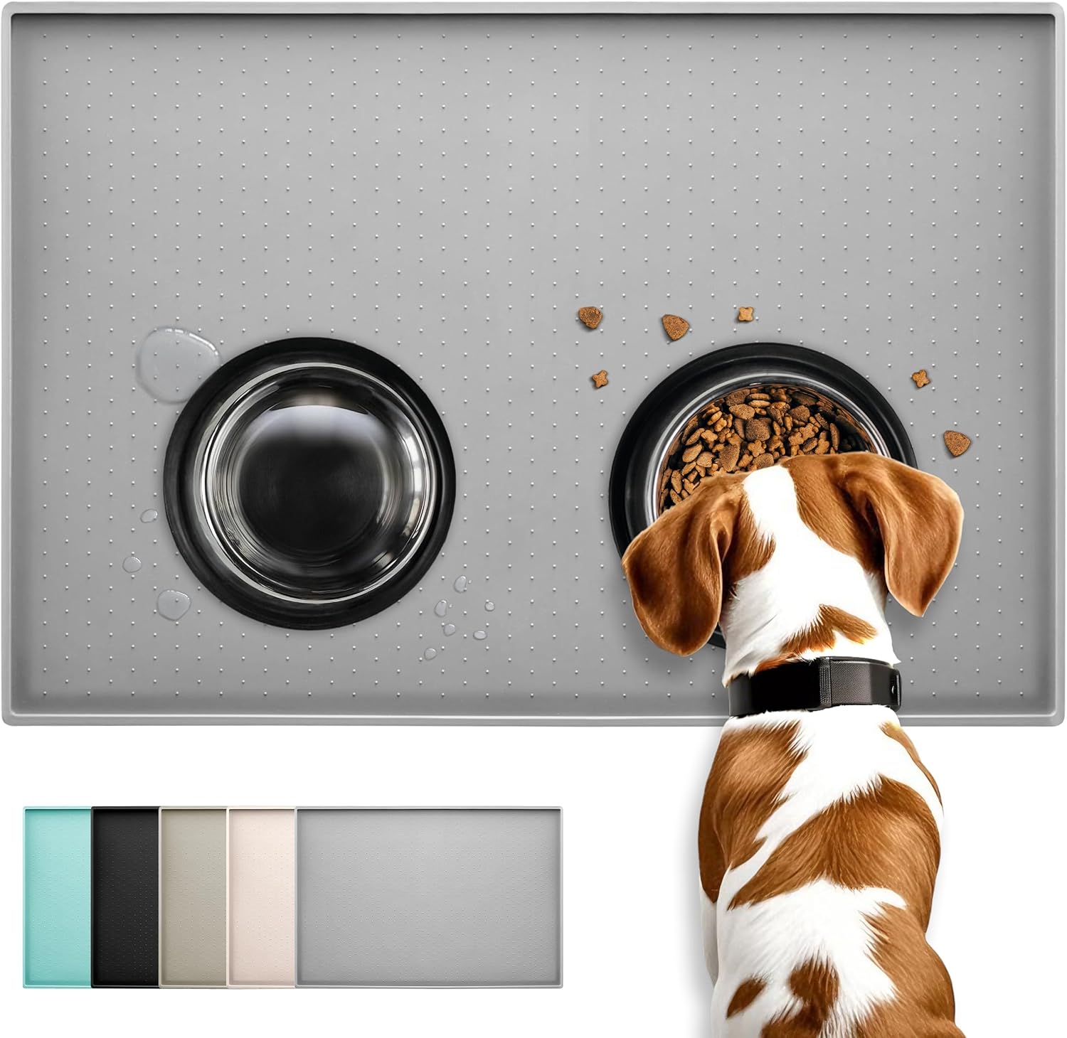 Conlun Dog Food Mat, Silicone Rubber, Anti-Slip Design, 100% Waterproof Pet Food Mat,Raised Edge to Avoid Water Or Food Spilling Out, Dishwasher Safe,Easy to Clean,Dry Up Quickly