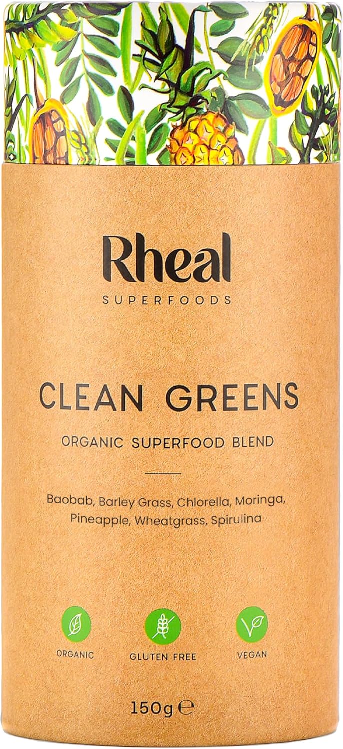 Rheal Clean Greens 150g | 30 Servings | Daily Source of Nutritious Greens | Supports Energy, Immunity & Digestion | 100% Organic & Gluten Free | Plant Based | Certified B Corp