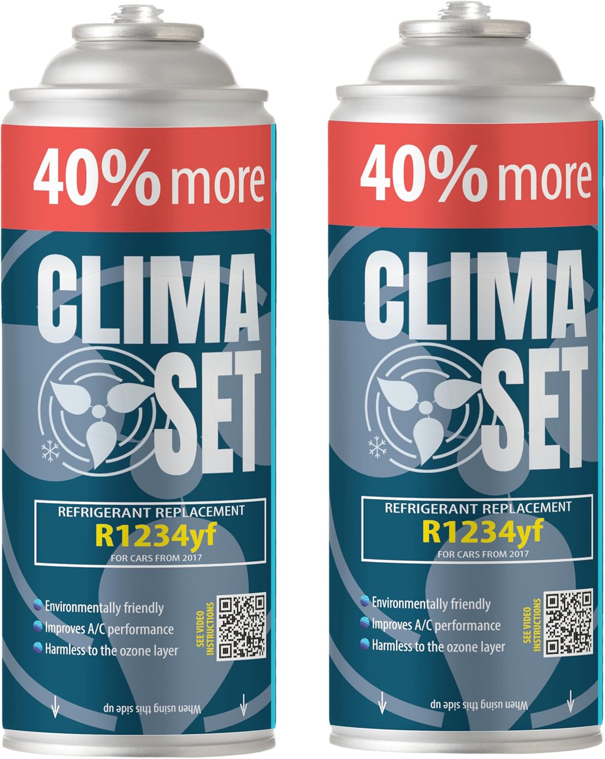 ClimaSet R1234yf air conditioning refill - 2x235 g - Air conditioning - Car air conditioning - Car air conditioning refill - R1234yf gas - gas cartridge - ECO - Air conditioning refill