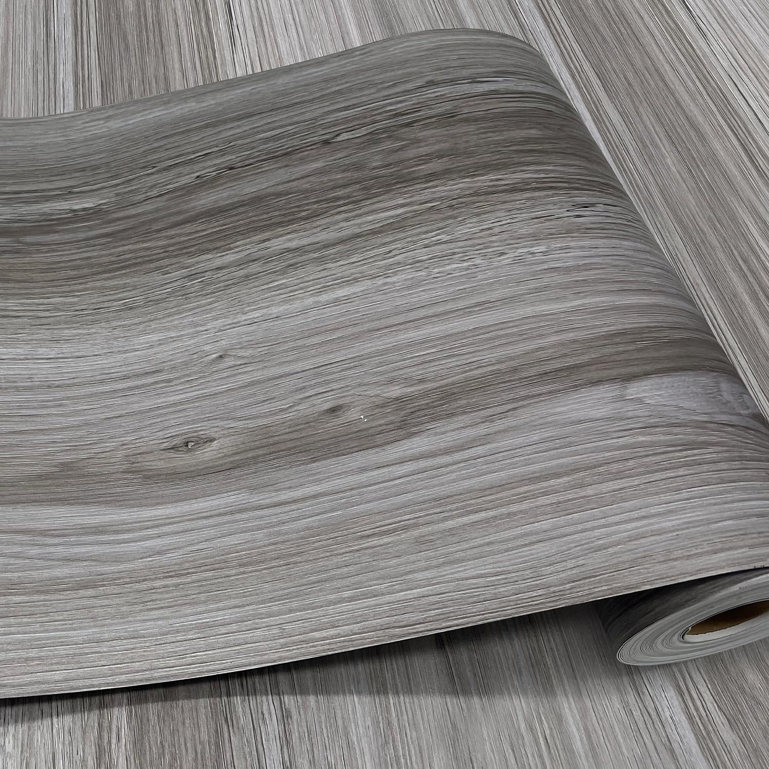 Wood Grain Peel and Stick Floor Tiles – 11.8” Width, Full Roll Length of 590" – Versatile Design for Any Space, Light Color Self Adhesive Vinyl Flooring, Waterproof and Non-Slip Features