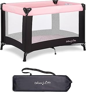 Nest Portable Playard in Pink with Carrybag an Shoulder Strap, Lightweight, Packable and Easy Setup Baby Playard, Breathable Mesh Sides and Soft Fabric - Comes with a Removable Padded Mat