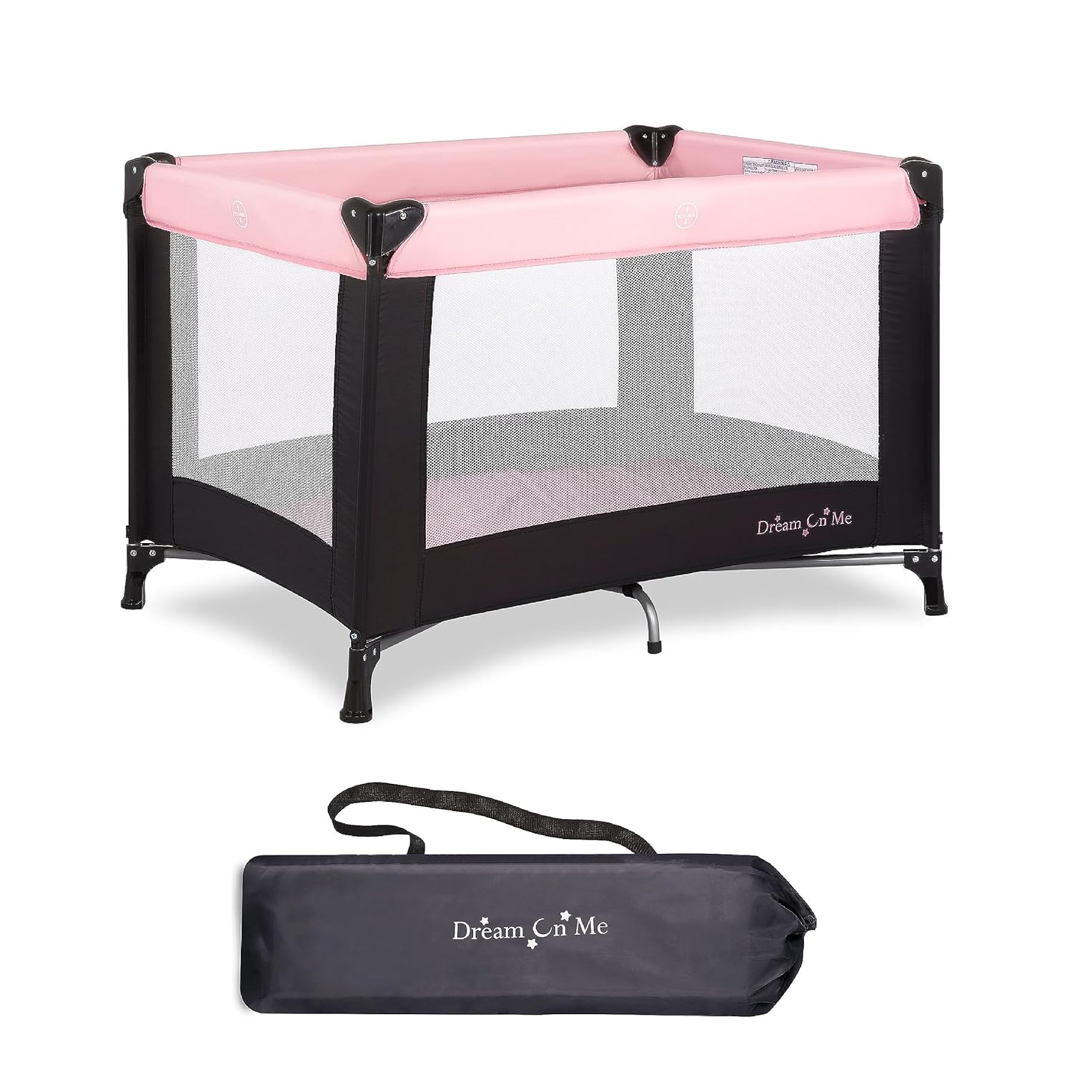 Nest Portable Playard in Pink with Carrybag an Shoulder Strap, Lightweight, Packable and Easy Setup Baby Playard, Breathable Mesh Sides and Soft Fabric - Comes with a Removable Padded Mat