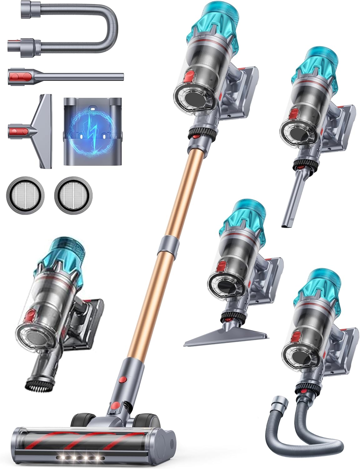 Cordless Vacuum Cleaner 65 Mins/580W/48Kpa, Vacuum Cleaners for Home with Touch Display, Lightweight Stick Vacuum Cleaner; Anti-Hair Wrap Technology, Wall Mount Charging Vacuum for Carpet/Pet Hair