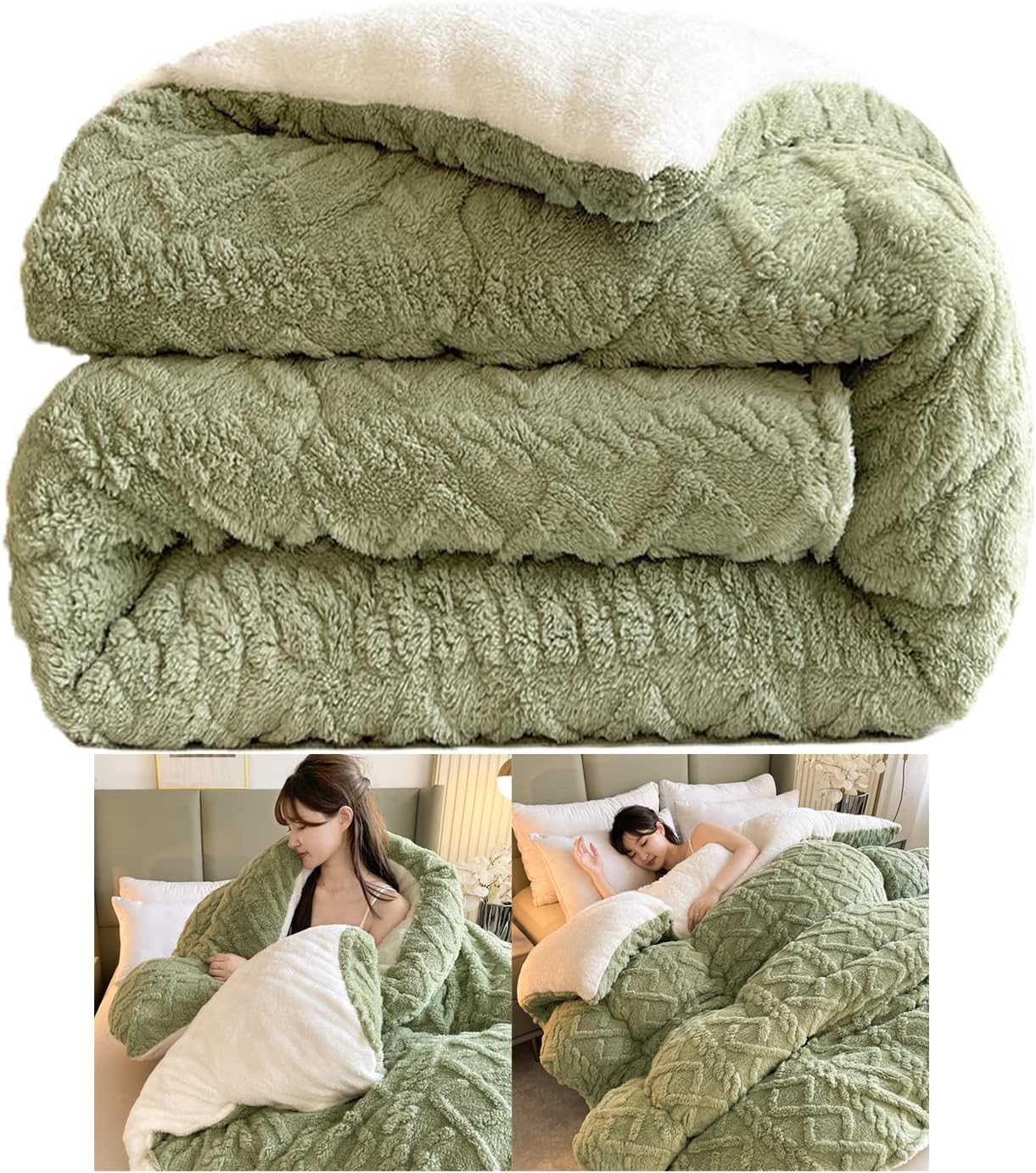 79" x 91" Thickened Super Soft Insulation Hibiscus Winter Quilt - Breathable Warm Bed Comforter - Cashmere Hibiscus Double Fabric - Fluffy Plush Double Sided Velvet Blanket Quilt for Cold Weather