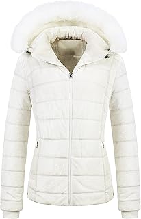 Chrisuno Women's Casual Short Winter Puffer Coat Soft Faux Fur Lining Lightweight Warm Jackets With Removable Hood