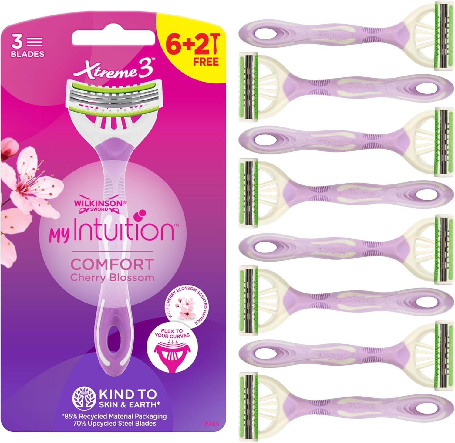 WILKINSON SWORD – Intuition Comfort Xtreme for Women | Disposable Razors | Flexible Blades | Hydrating Aloe Vera Strips | Pack of 6 Razors + 2 Free