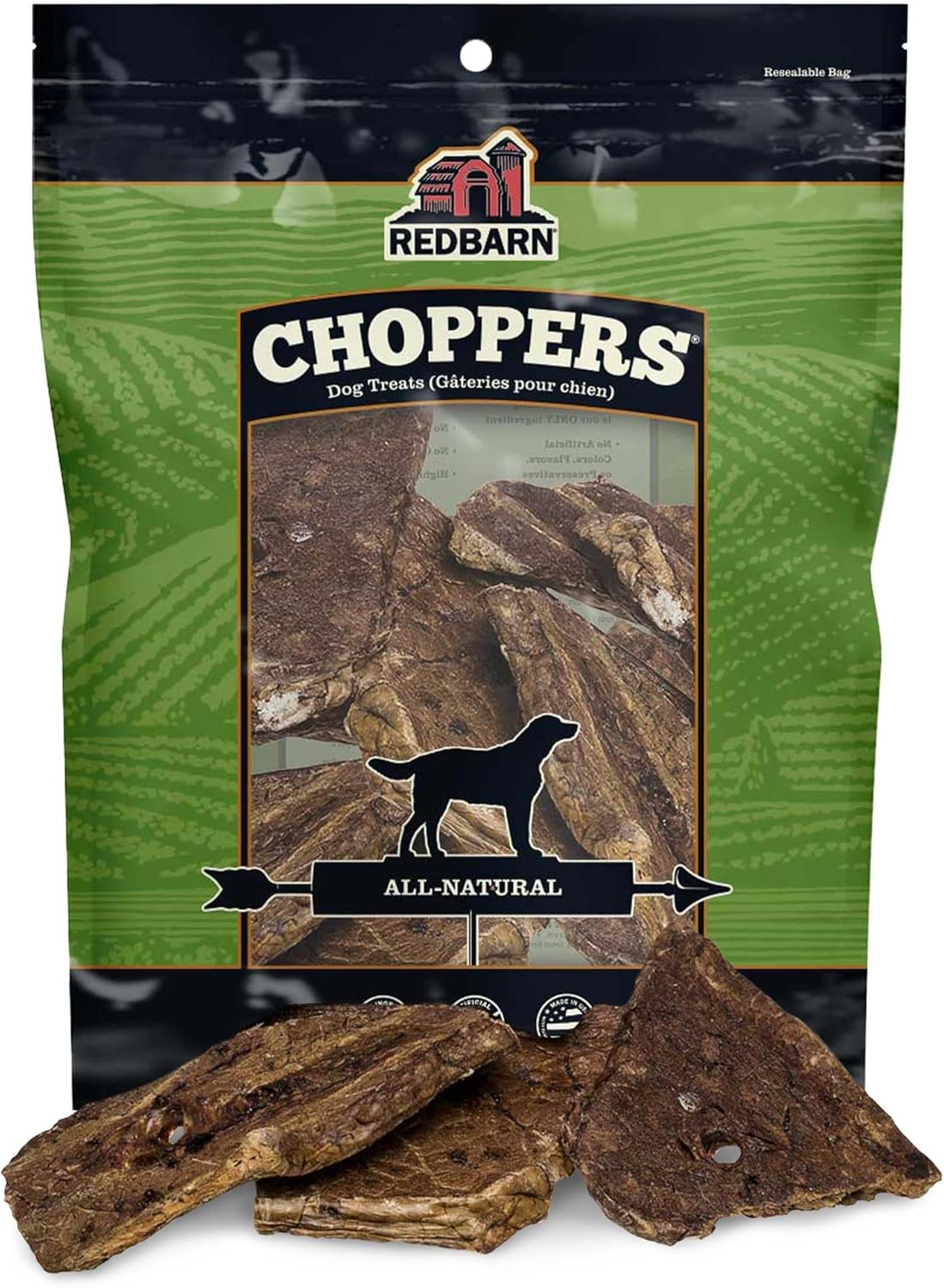 Redbarn Pet Products Natural Choppers Beef Lung Chew Treats for Dogs - Premium Made in USA Rawhide-Free Single Ingredient High Protein Low Fat - 9 oz Bag