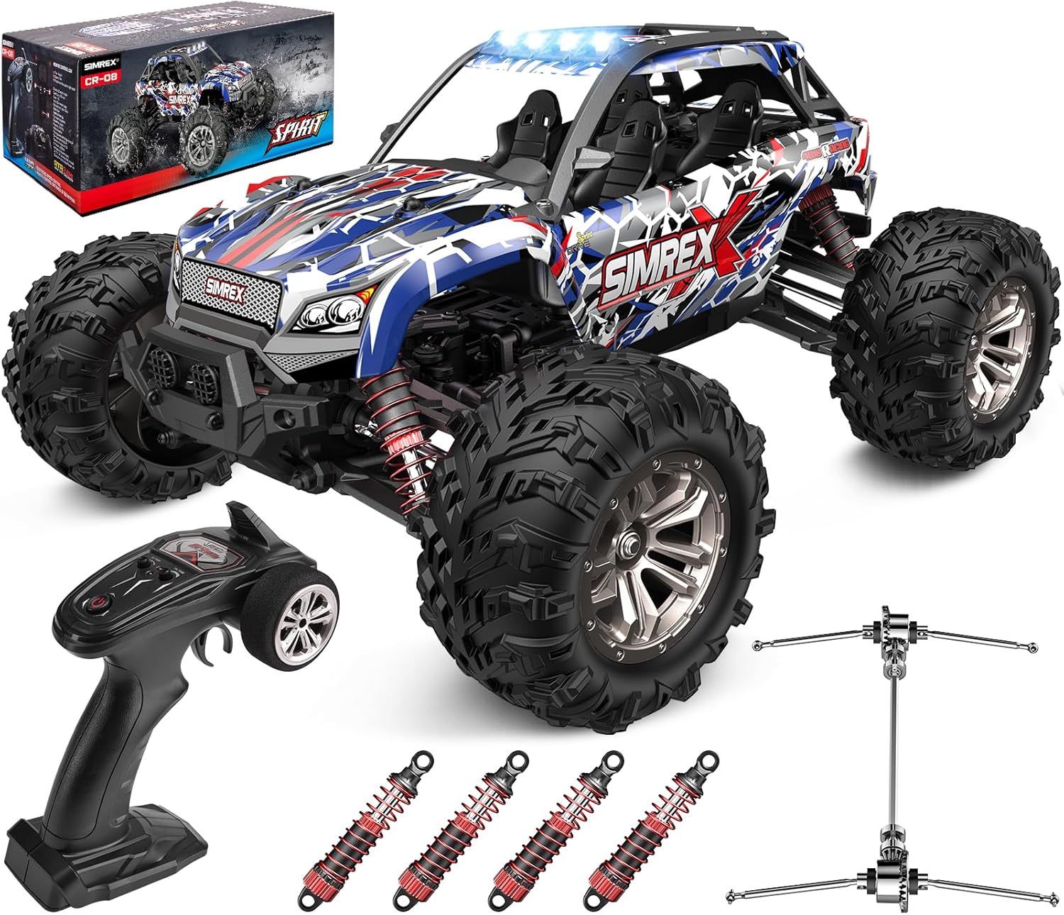 SIMREX 1:16 Scale Hobby RC Car, 36 KPH High-Speed 4WD RC Truck, 2.4 GHz Remote Control Car, 4WD All-Terrain Electric Vehicle, Off-Road Vehicle for Kids And Adults
