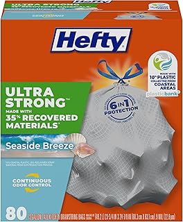 Hefty® Ultra Strong Tall Kitchen Trash Bags, 35% Recovered Materials, Seaside Breeze, 13 Gallon, 80 Count