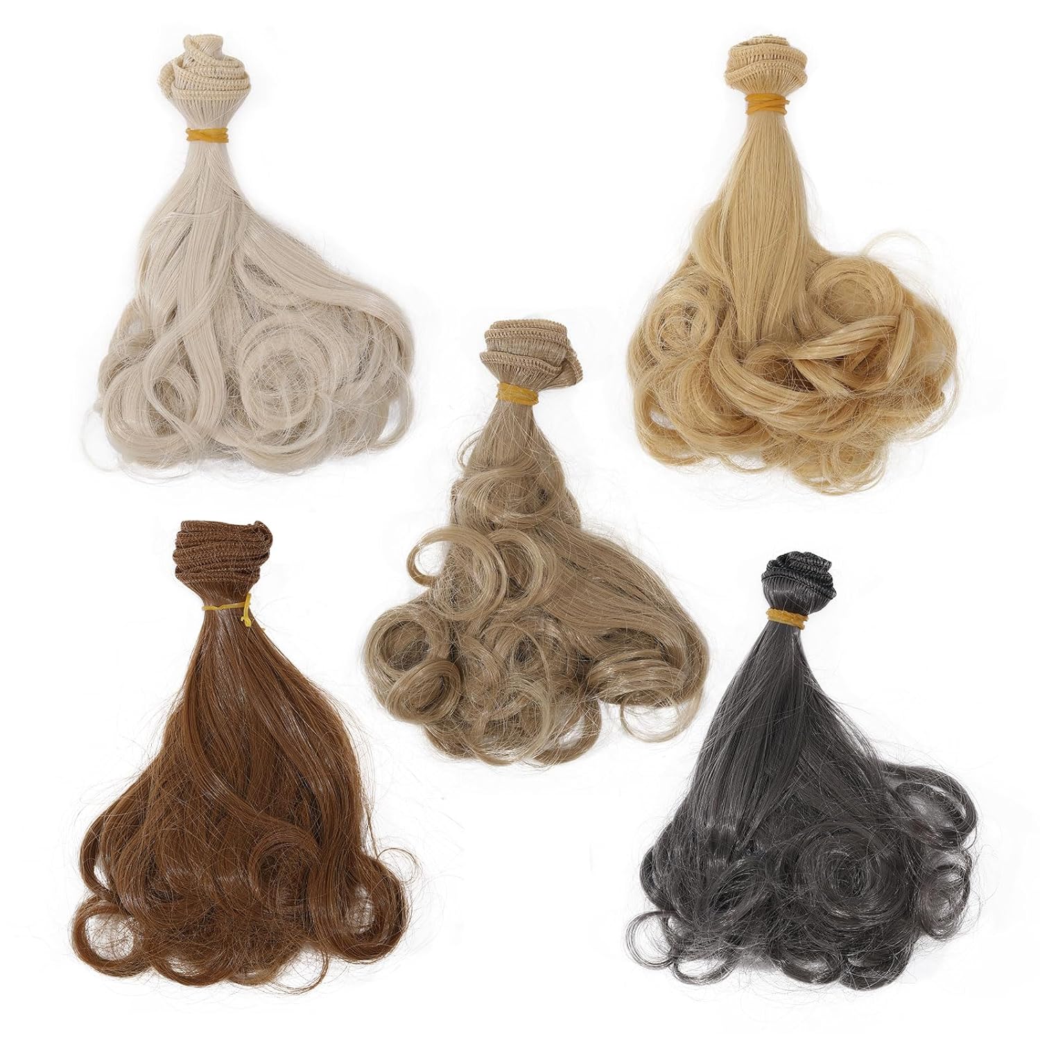 GLOBLELAND 5Pcs 5 Colors Doll Curly Wigs 150mm/5.9inch Wide Dolls Hair Extension Doll Making Arts Supplies DIY Crafts Curly Doll Wig Hair Wigs Doll Accessories