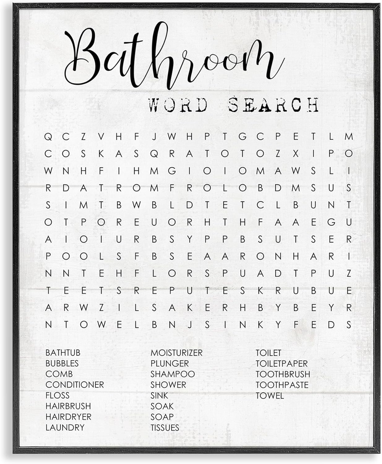 Stupell Industries Bathroom Search Fun Family Word, Design by Daphne Polselli Wall Art, 11 x 14, Black