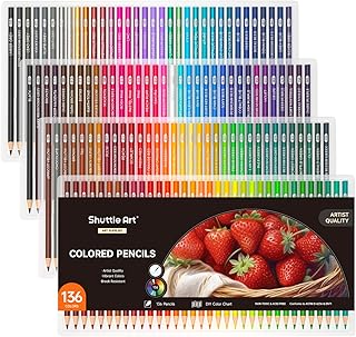 Shuttle Art 136 Coloured Pencils , Soft Core Colouring Pencils Set for Adult Colouring Books, Doodling, Sketching, Drawing, Art Supplies