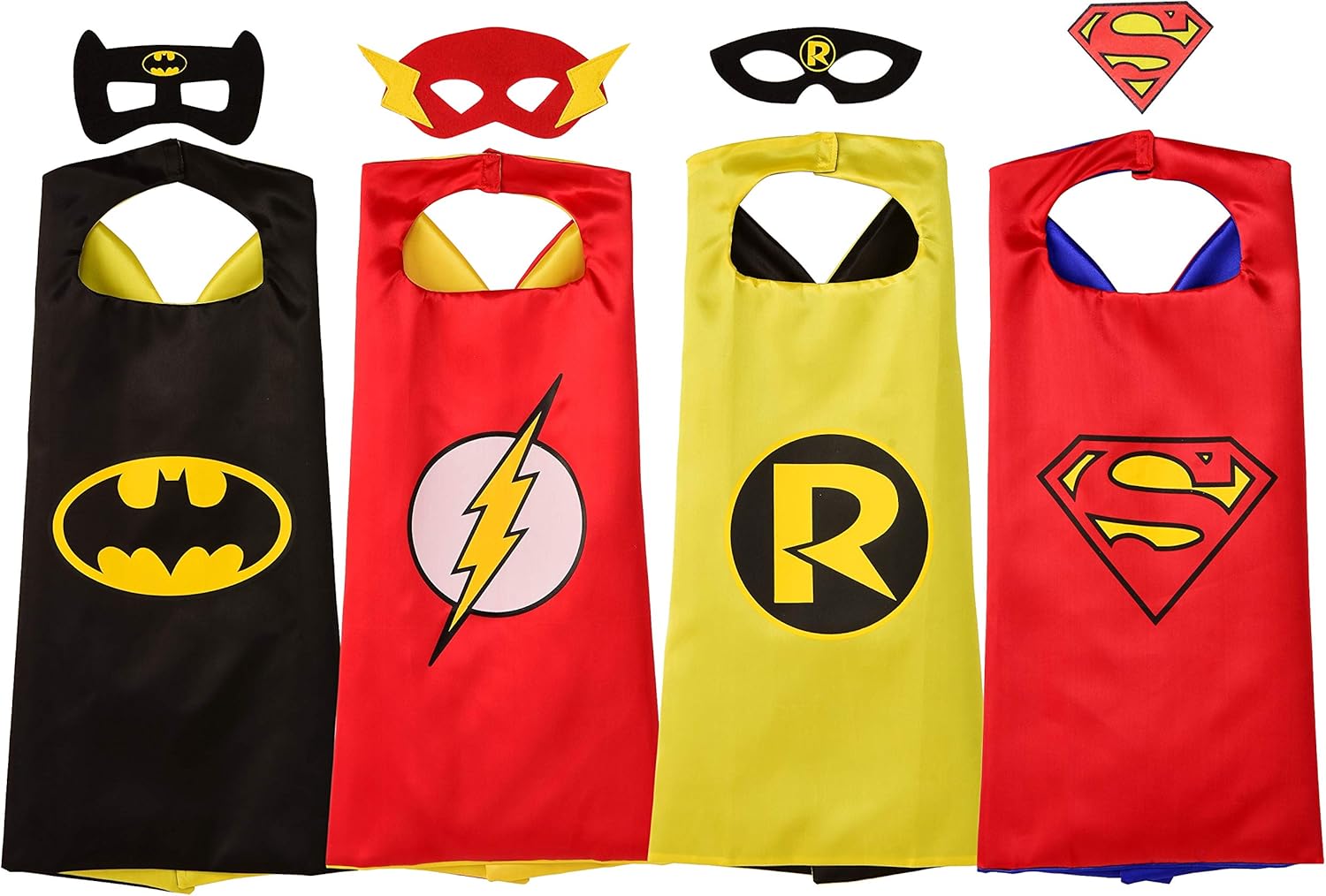 Rubies Super Hero Cape Set AMAZON EXCLUSIVE Officially licensed DC Comics Assortment 4 Capes, 3 Masks, and 1 Chest Piece, One Size