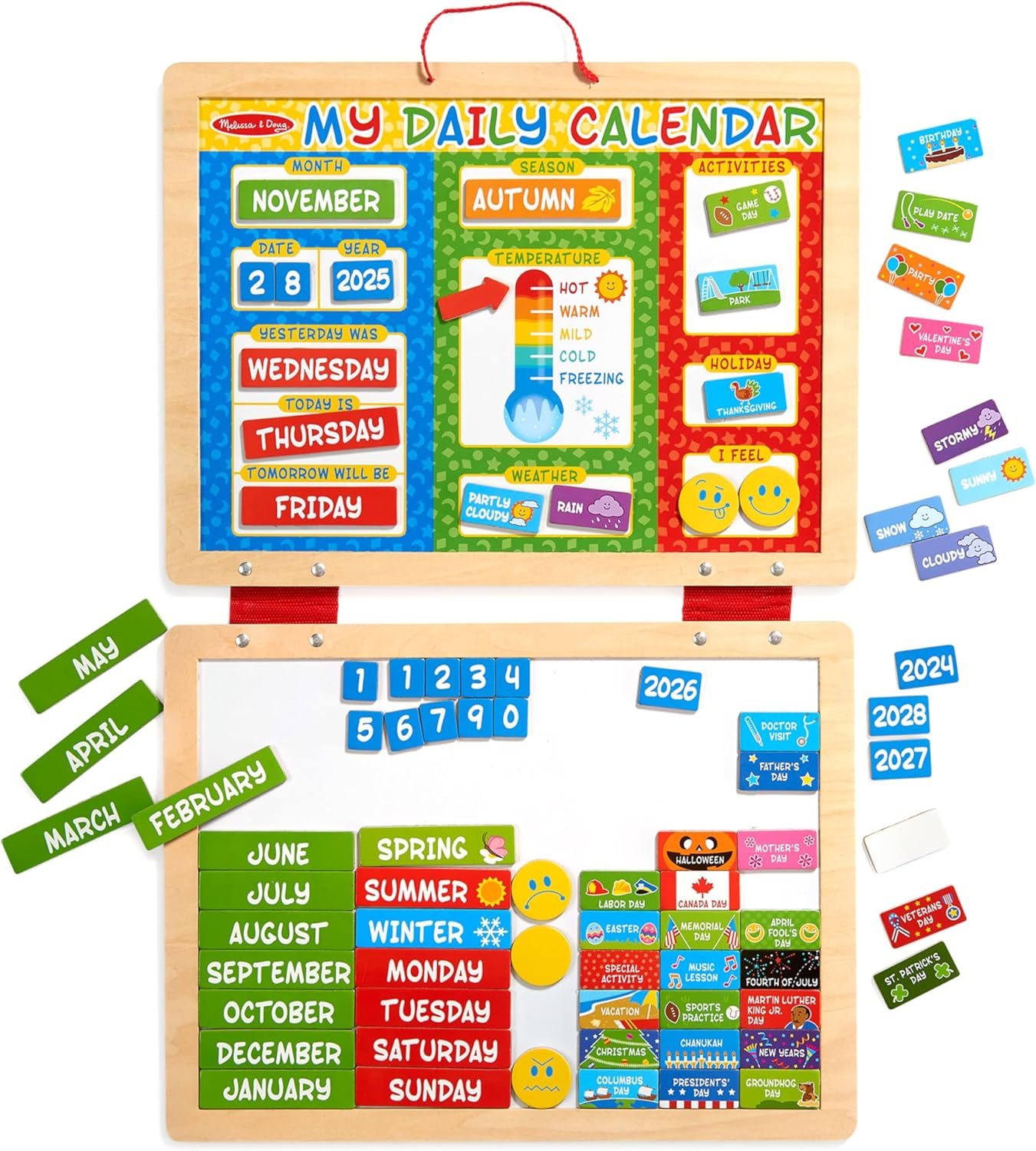 Melissa & Doug My First Daily Magnetic Calendar - Activities Calendar For Kids, Weather And Seasons Calendar For Preschoolers and Kids Ages 3+