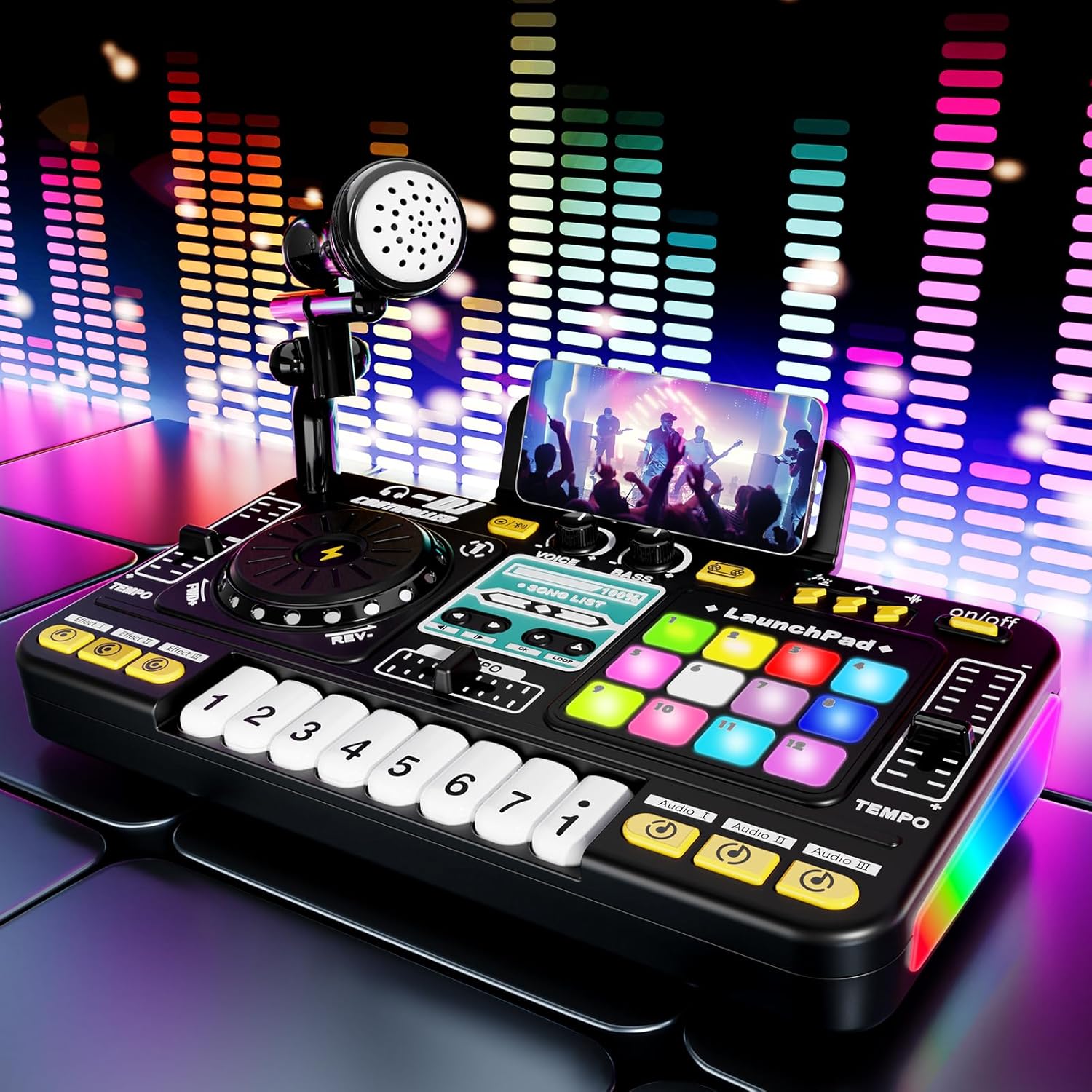 DJ Mixer Toys for Toddlers, Electronic Baby Musical DJ Toys with Lights, Songs, Sound Effects, Microphone, Birthday Gifts for 3 4 5 6 Years Old Boys Girls