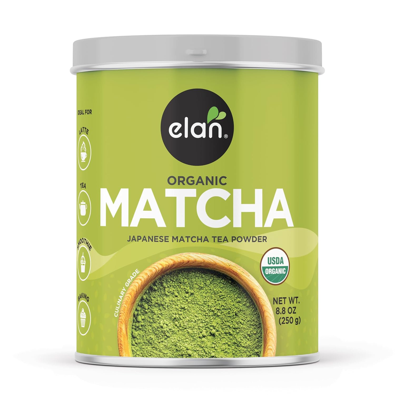 Elan Organic Matcha Tea Powder, Non-GMO, Vegan, Gluten-Free , 8.8 oz