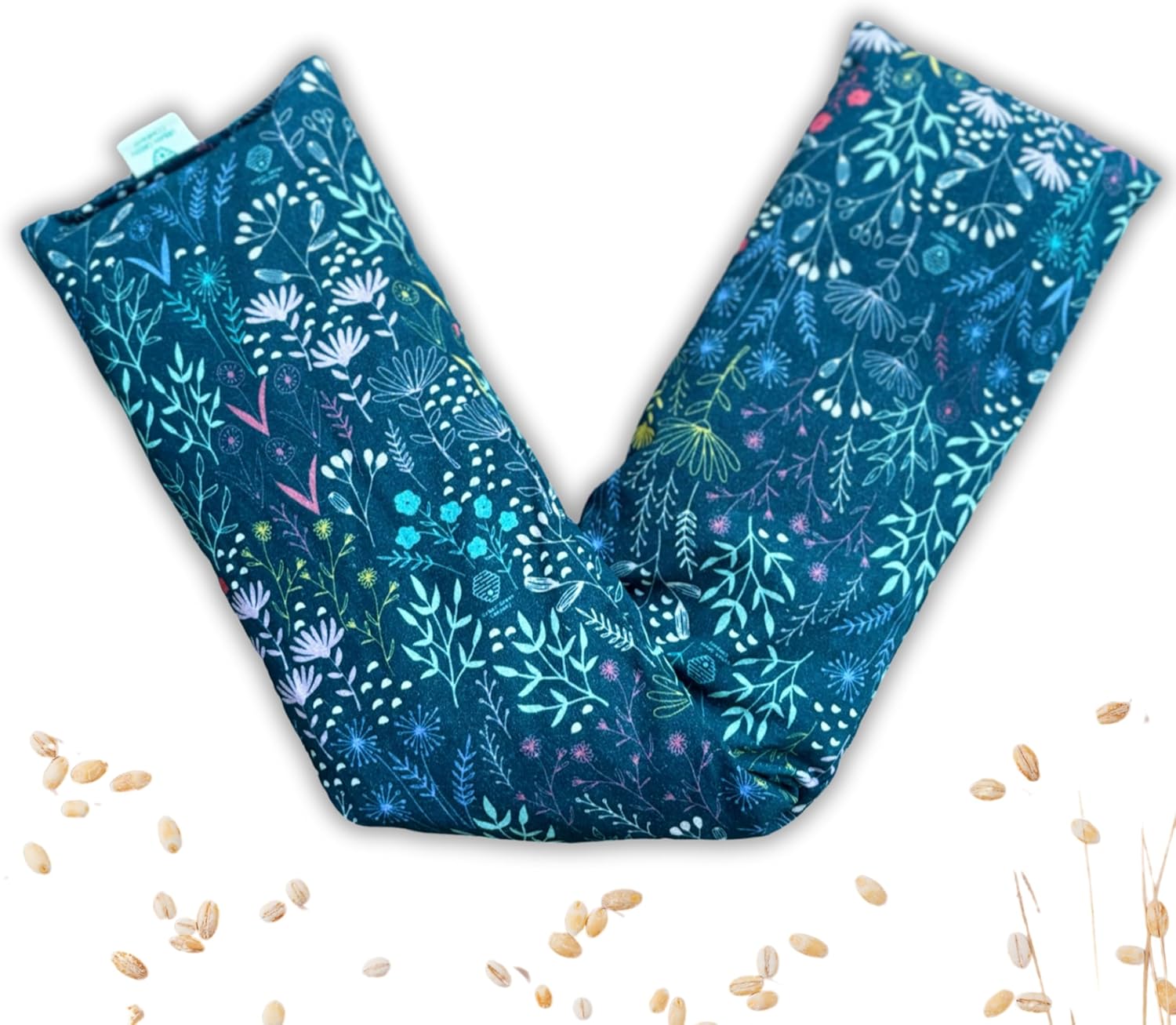 Urban Green Company Organic & Microwavable Wheat Bag - 55x11 cm Wheat Bag for Back, Neck, Joints and Shoulder Pain Relief - 100% Natural & Handmade Product - Made in UK (Flowers)