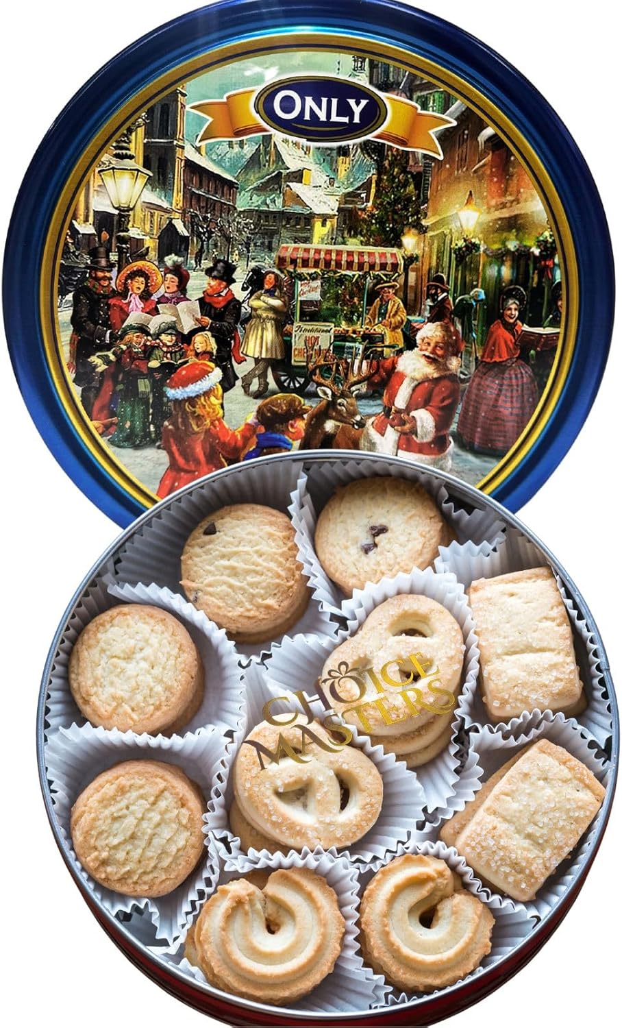 Danish Butter Cookies - Danish Butter Cookies in Festive Christmas Design Reusable Tin - 454g (16 Ounce) - Great Gift (Christmas Market)