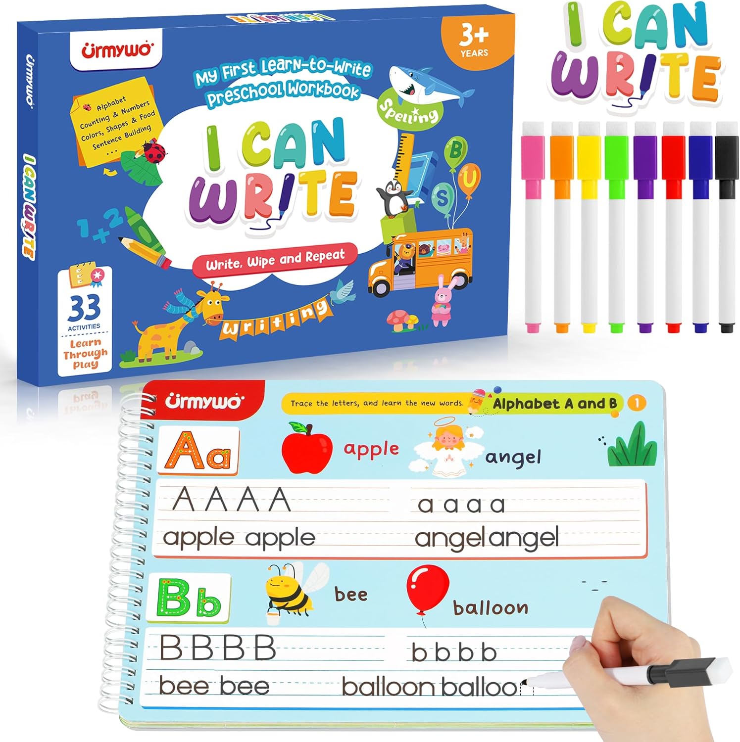 Preschool Learning Activities - Tracing Activity Books for Kids Ages 3-5 - Preschool Kindergarten Workbooks Age 3-4 - Toddler Handwriting Practice Alphabet Learning Educational Toys Gifts for Kids