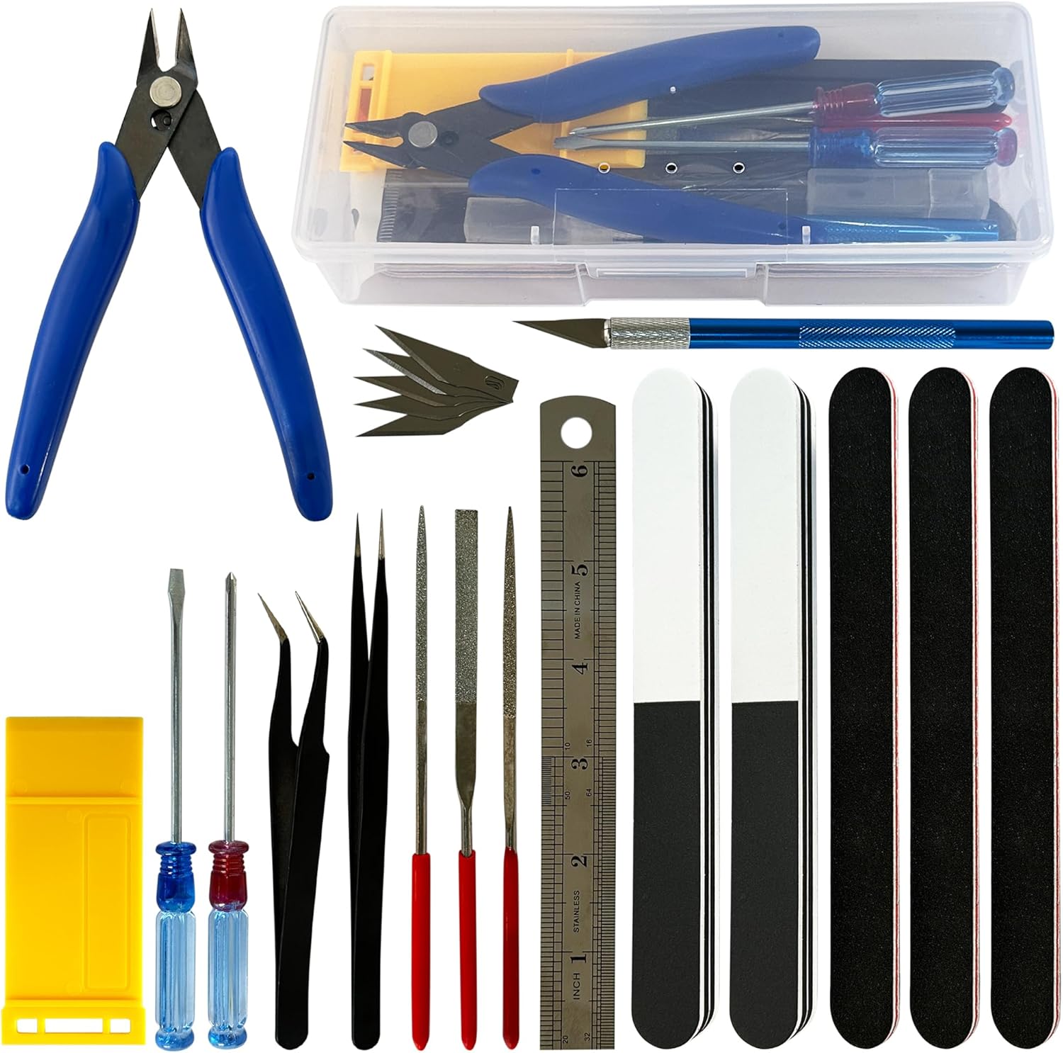 21 Pieces Dollhouse and Miniature Building Modeling DIY Tool Kit,Basic Modeler Miniature Handmade Hobby Craft Tools Set