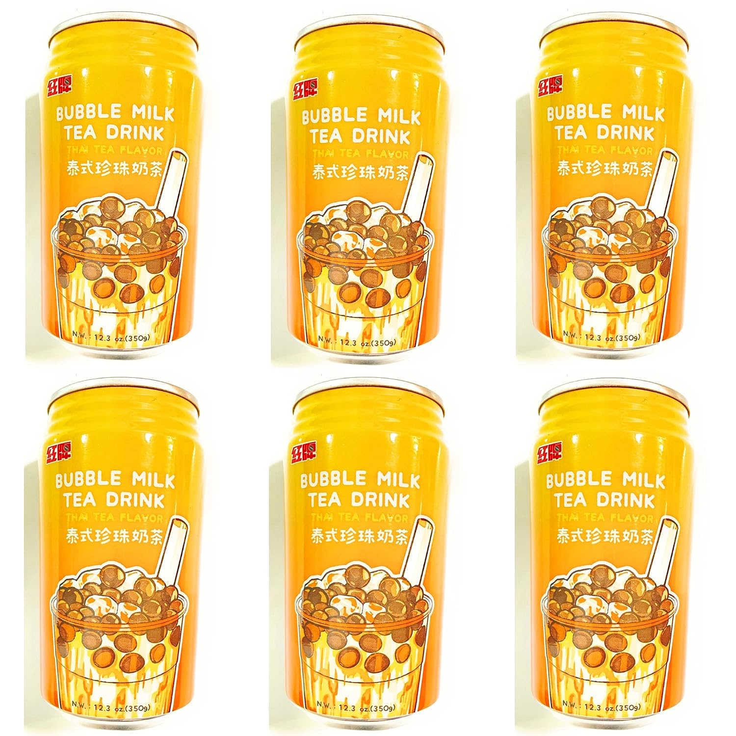 Hong Brand Bubble Thai Milk Tea Drink 12.3 Oz-6 Cans