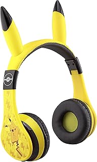 eKids Pokemon Kids Bluetooth Headphones, Wireless Headphones with Microphone Includes Aux Cord, Volume Reduced Kids Foldable Headphones for School, Home, or Travel,Yellow